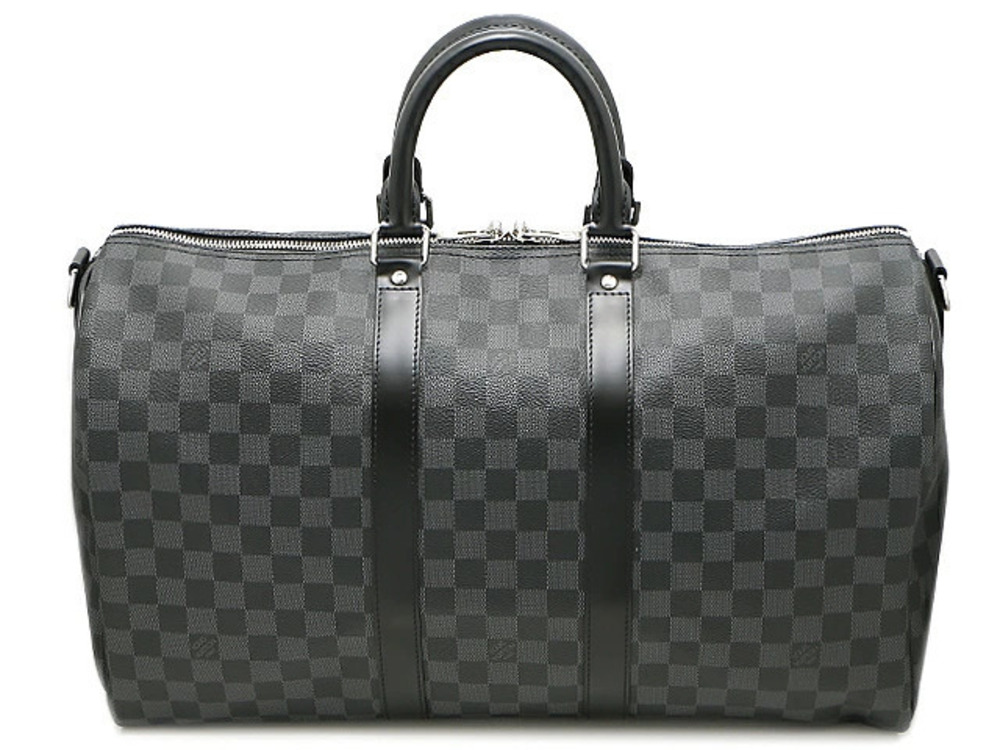 LOUIS VUITTON Bag Boston Keepall Bandouliere Damier Graphite Black